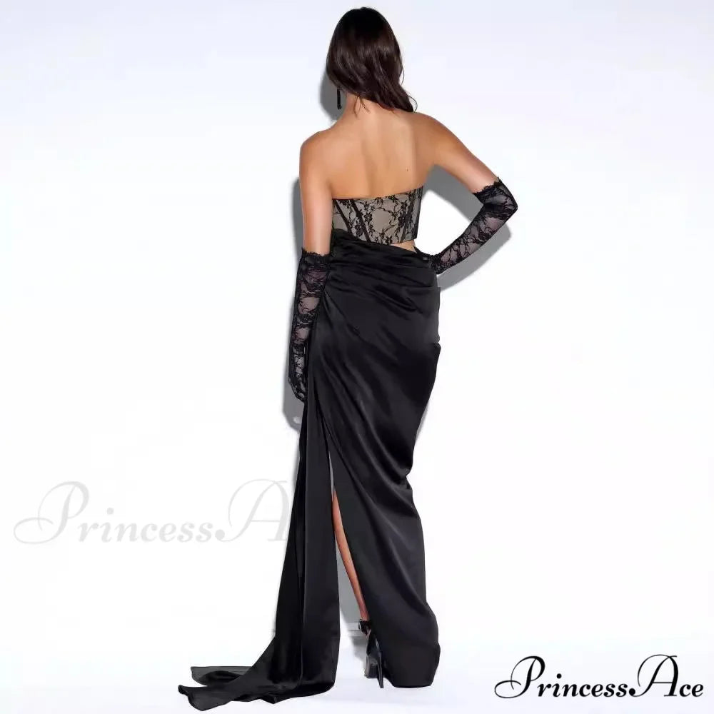 Informal Seductive Ebony Strapless Bandage Prom Gown