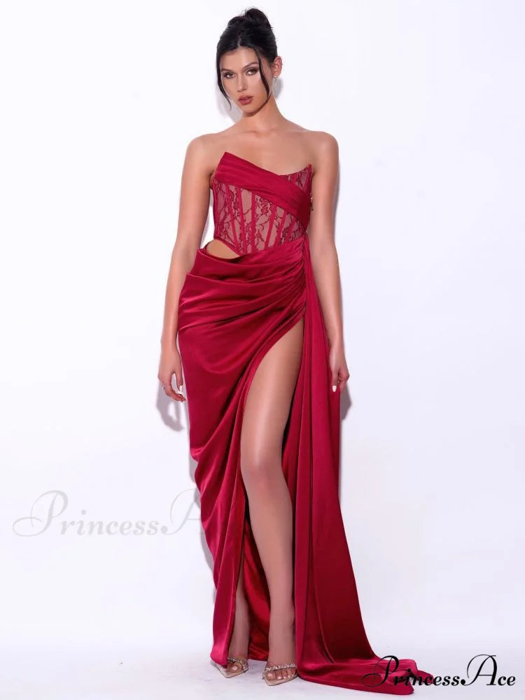 Informal Seductive Ebony Strapless Bandage Prom Gown