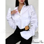 Informal Solitary Buttoned Fold Over Collar Short Sleeve Top