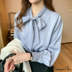 Informal Sophisticated Silk Chiffon Navy Top