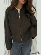 Informal Strong Narrow Zipper Cardigan