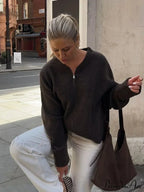 Informal Strong Narrow Zipper Cardigan