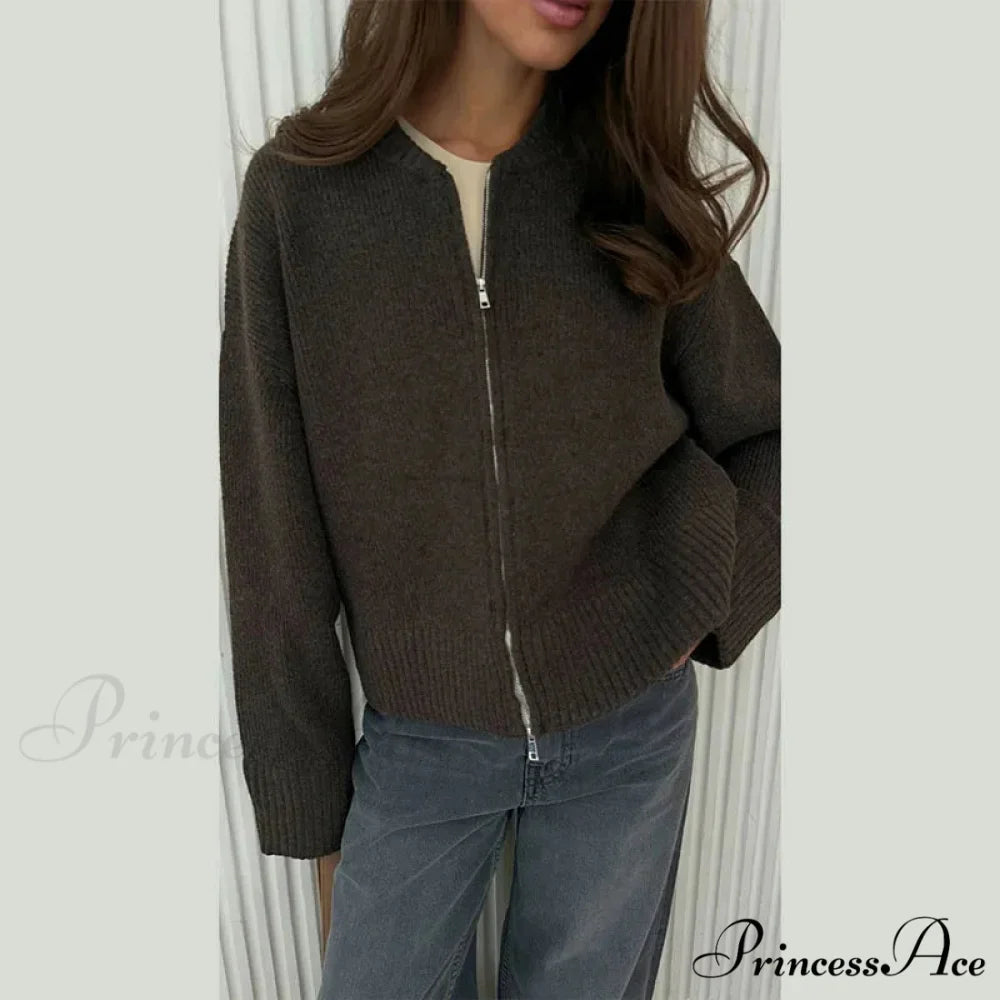 Informal Strong Narrow Zipper Cardigan