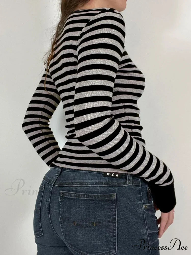 Informal Thin Banded Fall Spring Fundamental O-Neck Knit Top