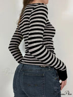 Informal Thin Banded Fall Spring Fundamental O-Neck Knit Top