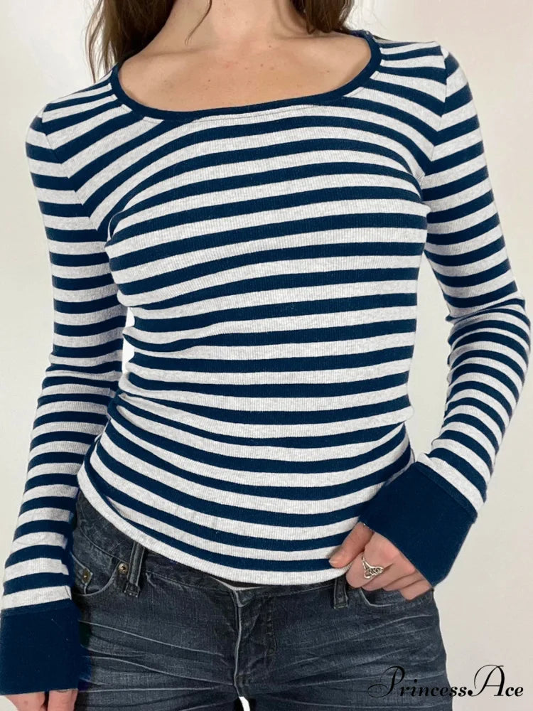 Informal Thin Banded Fall Spring Fundamental O-Neck Knit Top