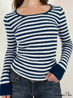 Informal Thin Banded Fall Spring Fundamental O-Neck Knit Top