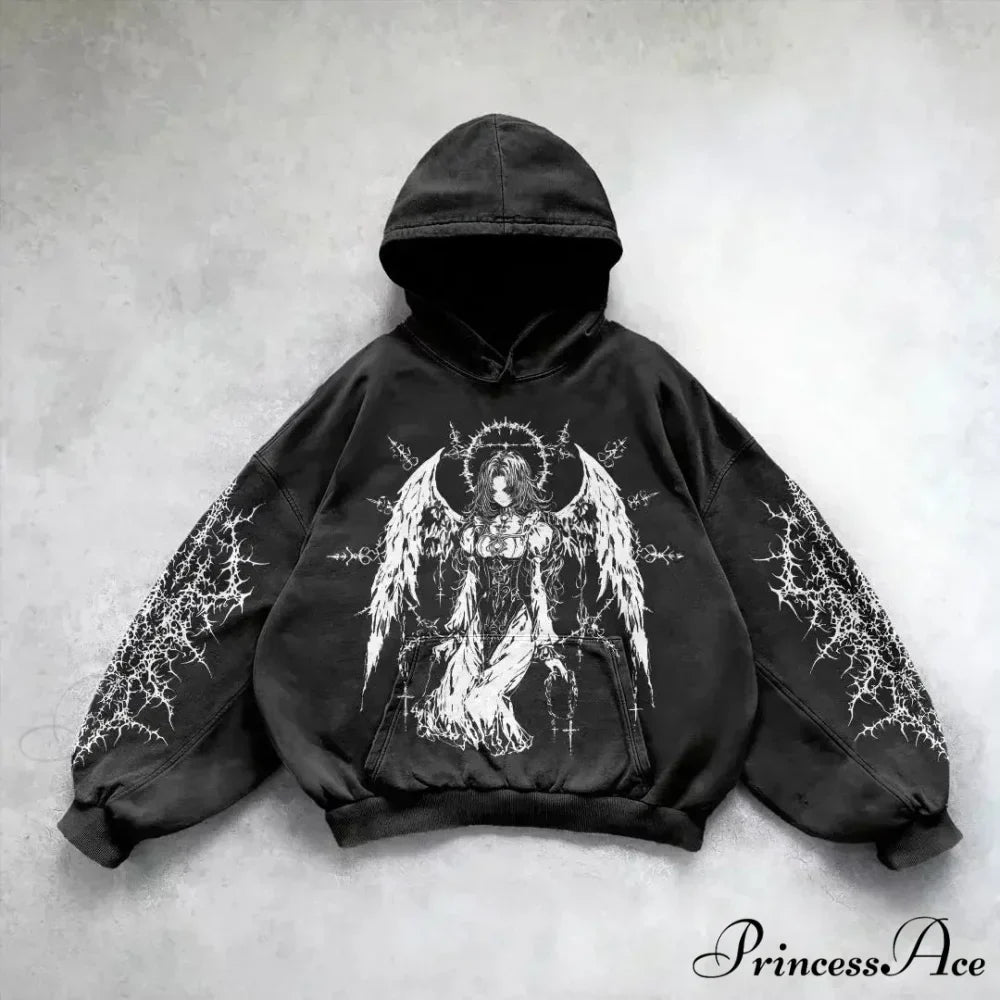 Informal Vintage Gothic Printing Hoodie