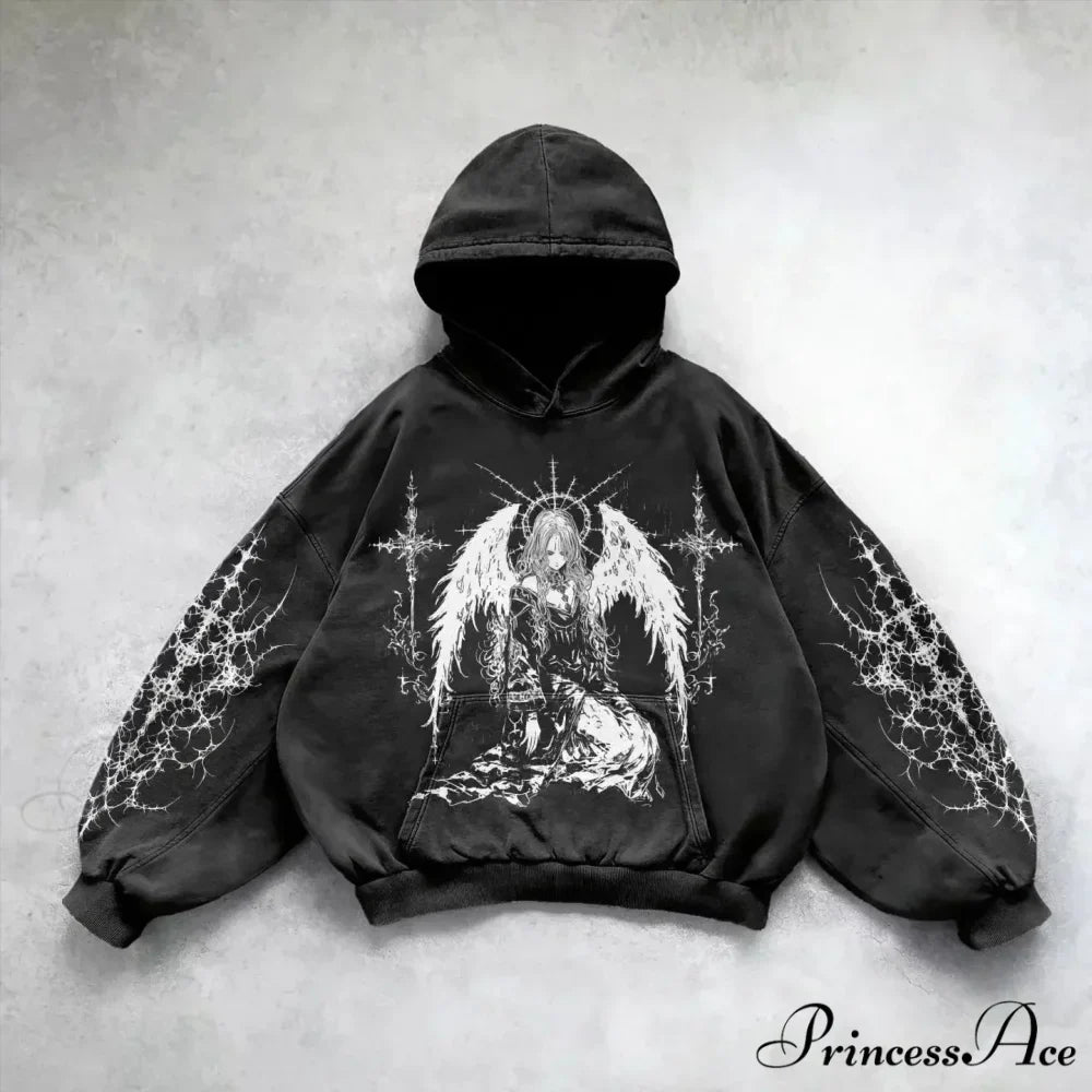 Informal Vintage Gothic Printing Hoodie