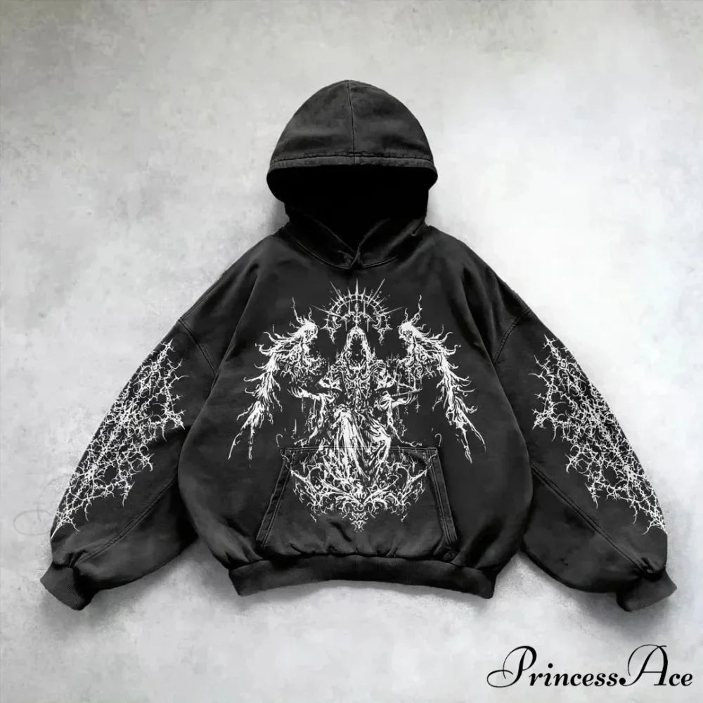 Informal Vintage Gothic Printing Hoodie