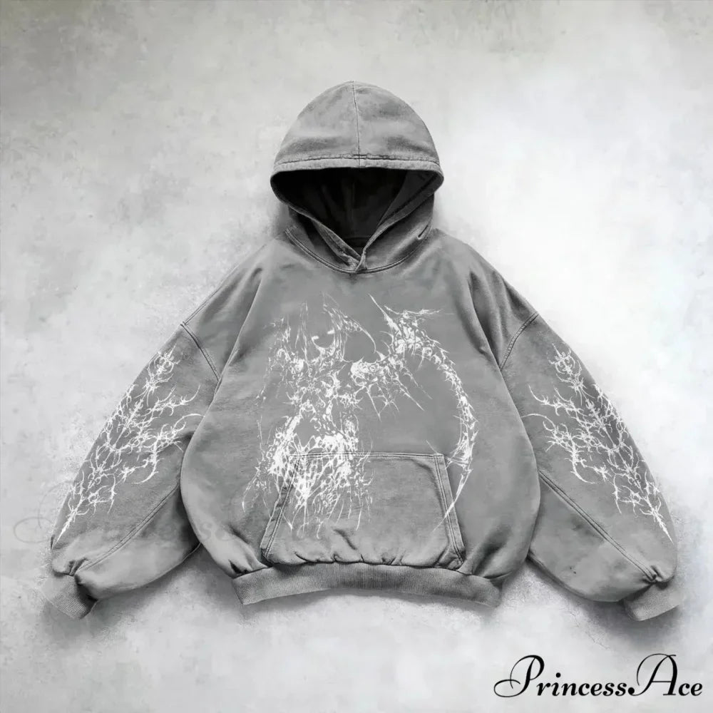 Informal Vintage Gothic Printing Hoodie