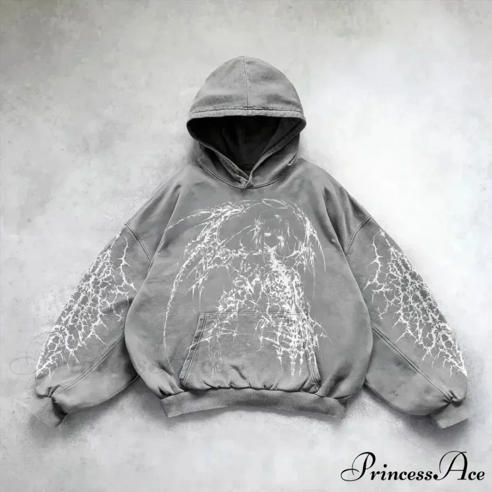 Informal Vintage Gothic Printing Hoodie