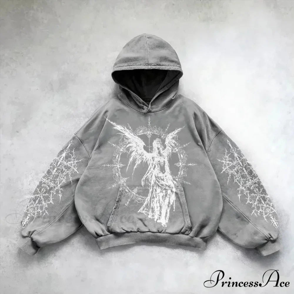 Informal Vintage Gothic Printing Hoodie