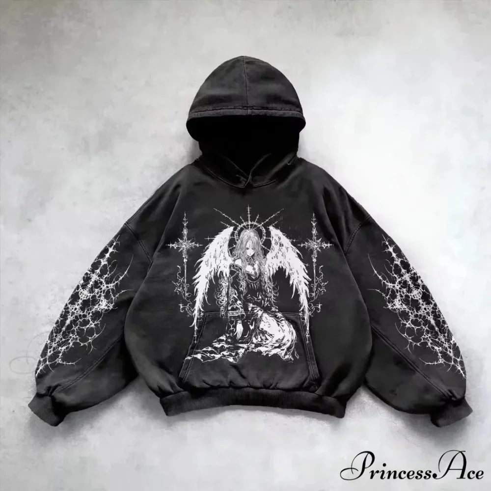 Informal Vintage Gothic Printing Hoodie