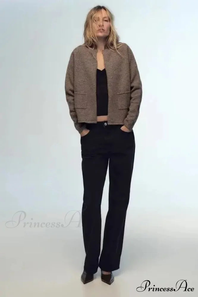 Informal Wool Extended Sleeve Cardigan