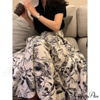 Ink Art Skirt Ladies Fall Winter Tall Waist Swing Skirt