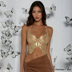 Insect Patches Open-Backed Bandage Halter Crop Top