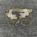 Insect Stitched Gem Chain Backless Crop Top