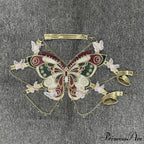 Insect Stitched Gem Chain Backless Crop Top