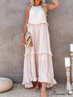 Irregular Cake Stylish Sleeveless Maxi Dress