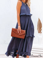 Irregular Cake Stylish Sleeveless Maxi Dress
