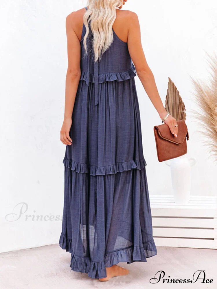 Irregular Cake Stylish Sleeveless Maxi Dress