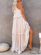 Irregular Cake Stylish Sleeveless Maxi Dress
