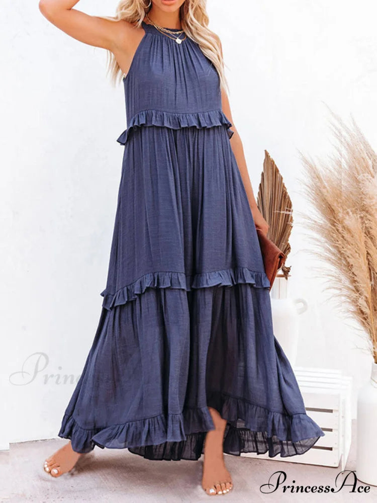 Irregular Cake Stylish Sleeveless Maxi Dress