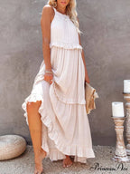 Irregular Cake Stylish Sleeveless Maxi Dress