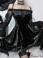 Irregular Flare Sleeve Gothic Steampunk Lace Off Shoulder Renaissance Party Cosplay Lolita Dress