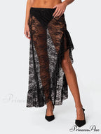 Irregular Frill Lace Form-Fitting Summer Beach Y2K Long Skirt