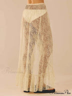 Irregular Frill Lace Form-Fitting Summer Beach Y2K Long Skirt