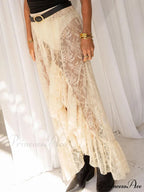 Irregular Frill Lace Form-Fitting Summer Beach Y2K Long Skirt