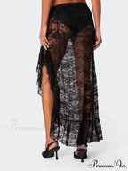 Irregular Frill Lace Form-Fitting Summer Beach Y2K Long Skirt