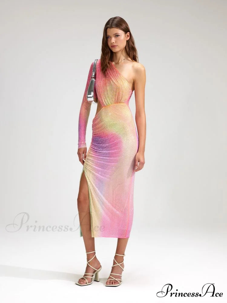 Irregular Off-The-Shoulder Vibrant Luxury Prom Gown