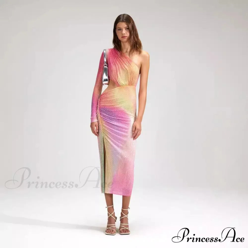 Irregular Off-The-Shoulder Vibrant Luxury Prom Gown