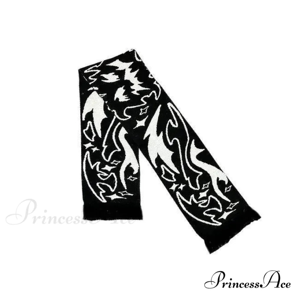 Irregular Pattern Jacquard Y2K Gothic Grunge Tassel Scarf