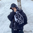 Irregular Pattern Jacquard Y2K Gothic Grunge Tassel Scarf