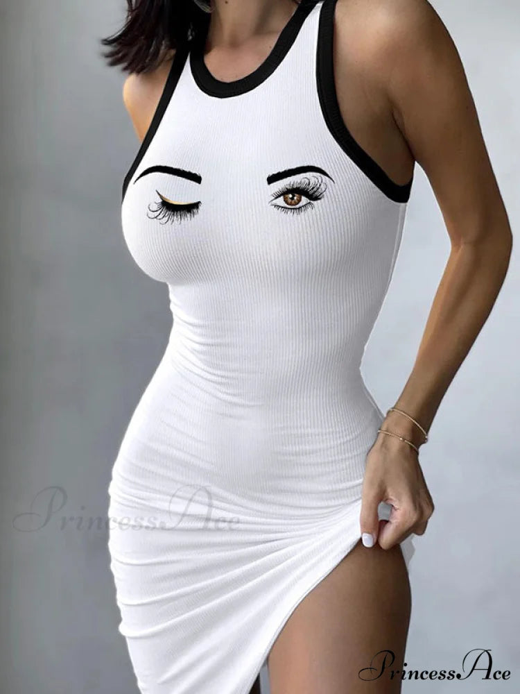 Irregular Slash Black Trendy Cropped Tank Top