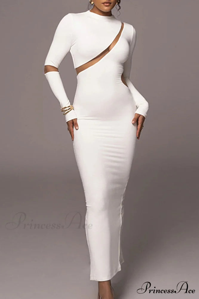 Irregular Slit Long Sleeve Dress