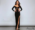Isador Formal Long Charming Sleeve Cutout Dress