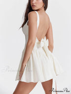 Ivory Bow Stylish Mini Dress