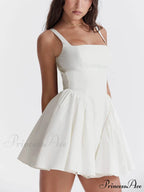 Ivory Bow Stylish Mini Dress