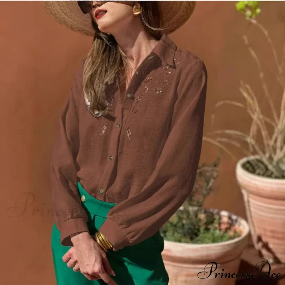 Ivory Cotton Linen Lace Floral Embroidery Boho Top