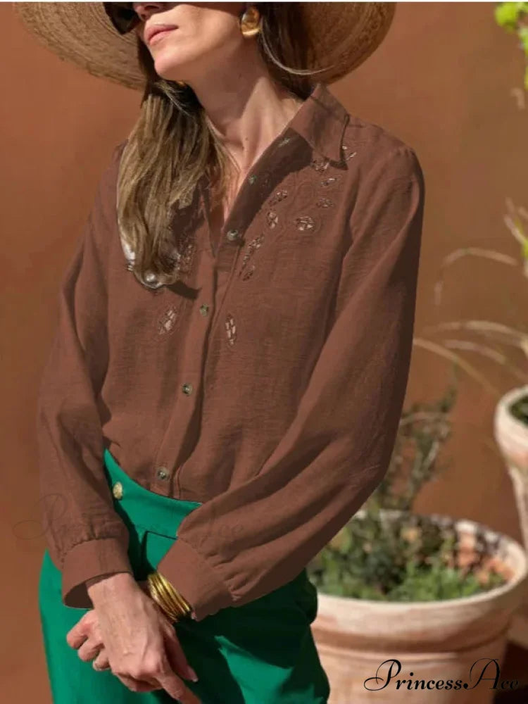 Ivory Cotton Linen Lace Floral Embroidery Boho Top