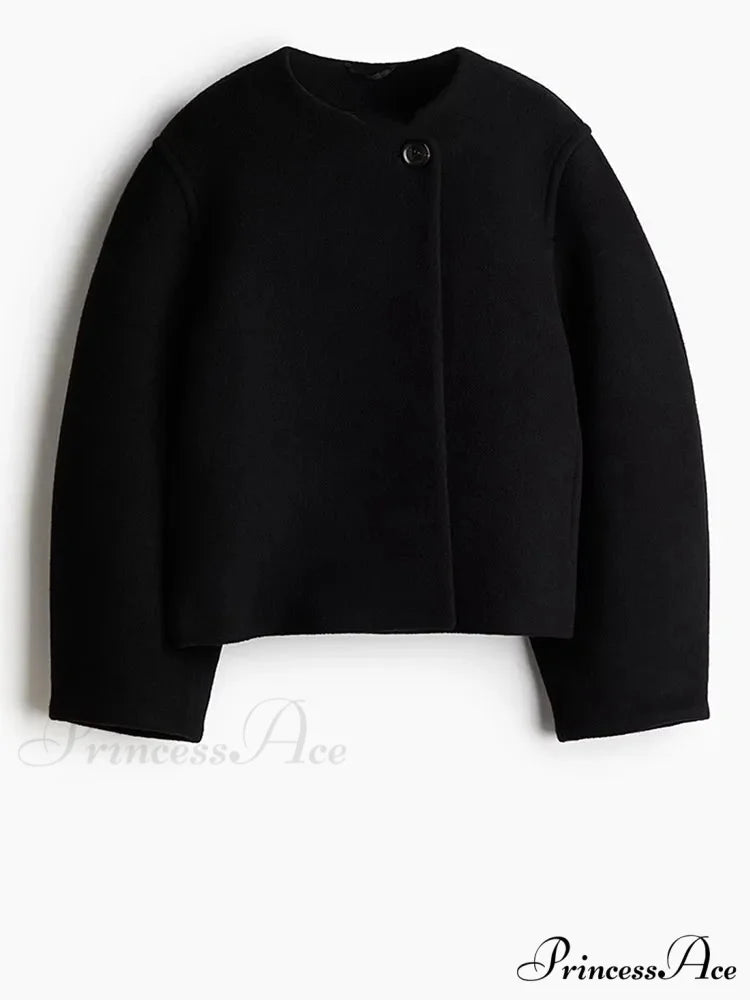 Ivory Extended Sleeve Woolen Overcoat