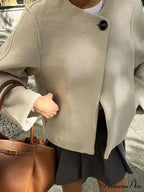 Ivory Extended Sleeve Woolen Overcoat