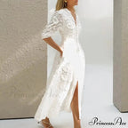 Ivory Flowery Lace Bohemian Dress