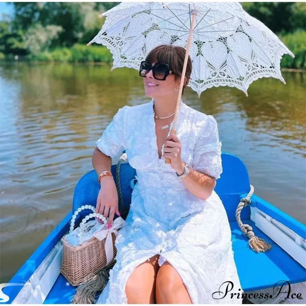 Ivory Flowery Lace Bohemian Dress