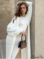 Ivory Knitted Cinched Style Cardigan